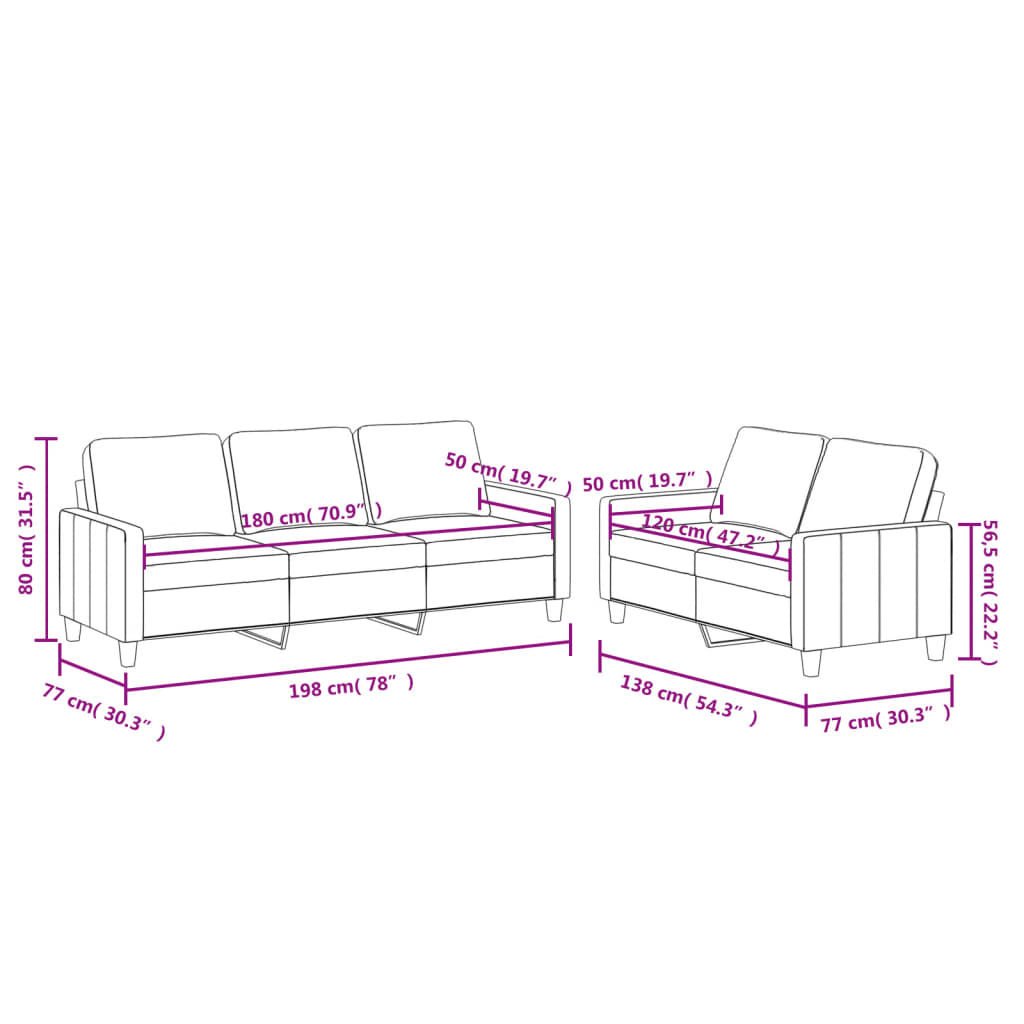 vidaXL 2 pcs conjunto sofás c/ almofadões couro artificial cor creme