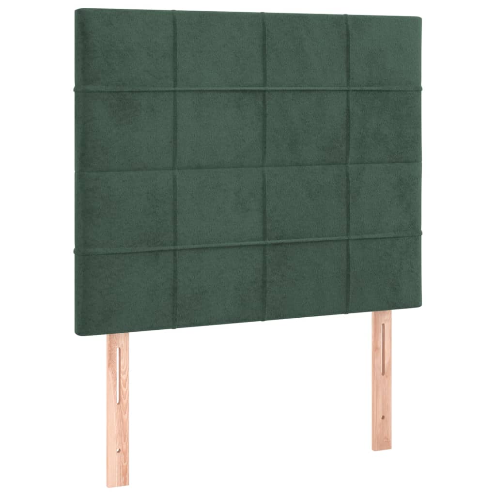 vidaXL Cabeceira de cama 2 pcs veludo 100x5x78/88 cm verde-escuro