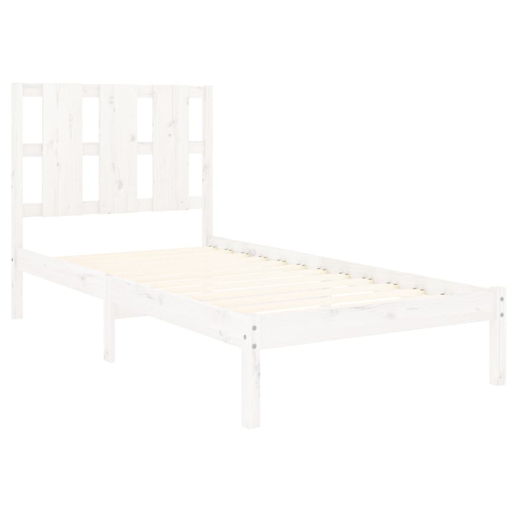 vidaXL Estrutura cama pequena solteiro 75x190 cm madeira maciça branco