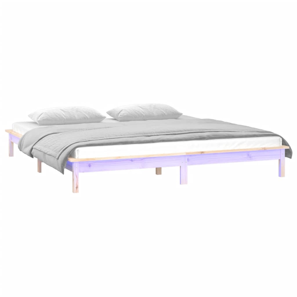 vidaXL Estrutura de cama com luzes LEDs 120x200 cm madeira maciça