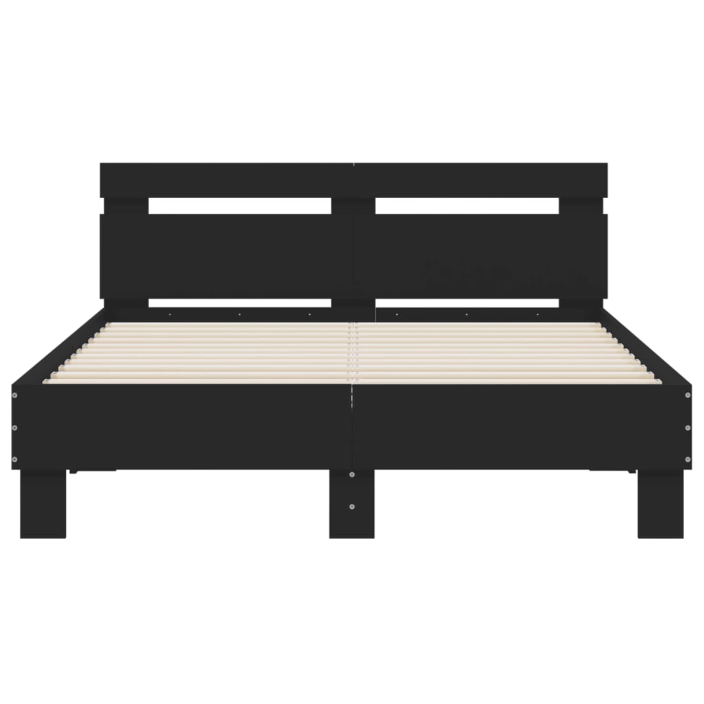 vidaXL Estrutura de cama com cabeceira e luzes LED 120x190 cm preto