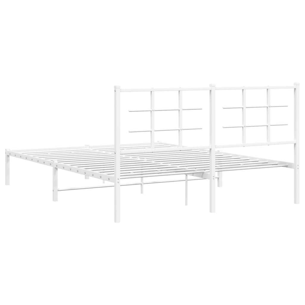 vidaXL Estrutura de cama com cabeceira 160x200 cm metal branco