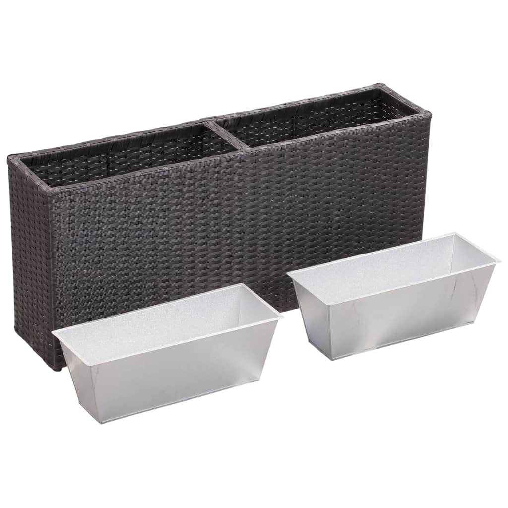 vidaXL Floreira com 2 vasos 90x20x40 cm vime PE preto