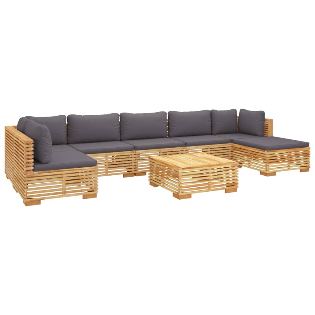 vidaXL 8 pcs conjunto lounge jardim c/ almofadões madeira teca maciça