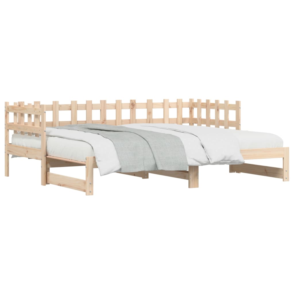 vidaXL Sofá-cama de puxar 2x(90x200) cm madeira de pinho maciça