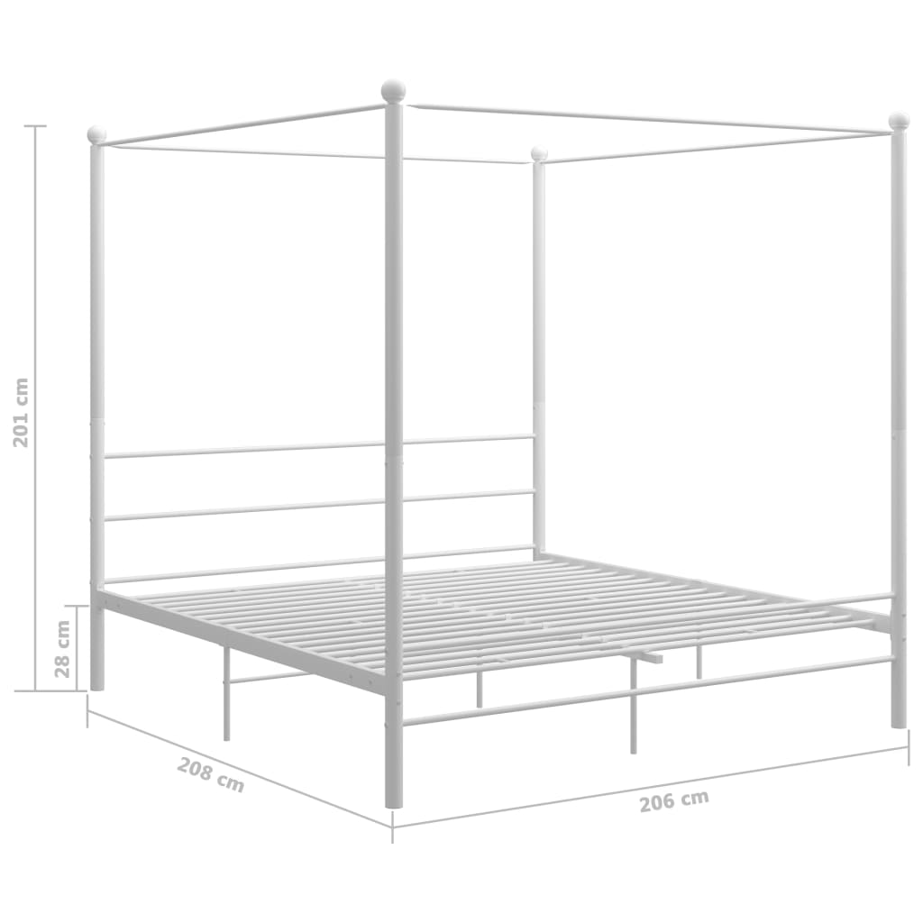 vidaXL Estrutura de cama com dossel 200x200 cm metal branco