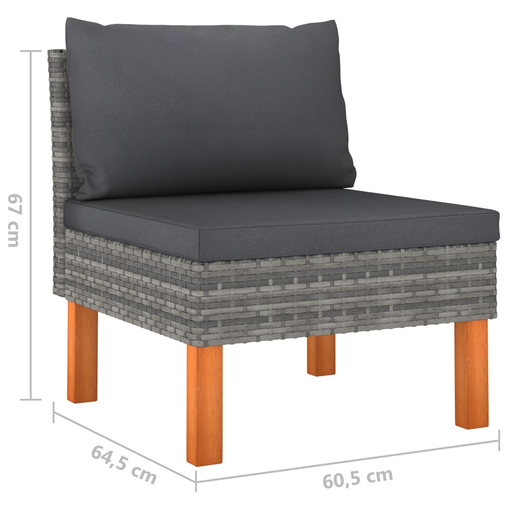 vidaXL 9 pcs conjunto lounge de jardim c/ almofadões vime PE cinzento