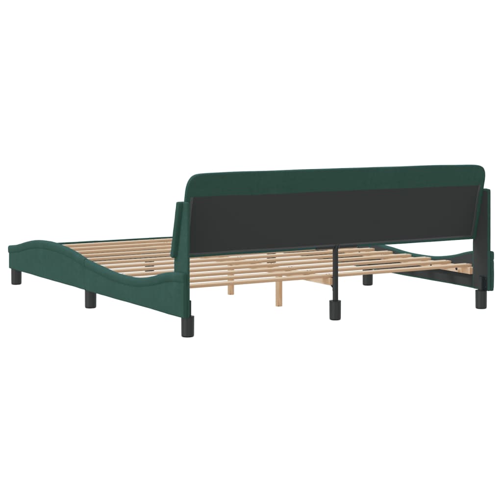 vidaXL Estrutura de cama c/ cabeceira 180x200 cm veludo verde-escuro