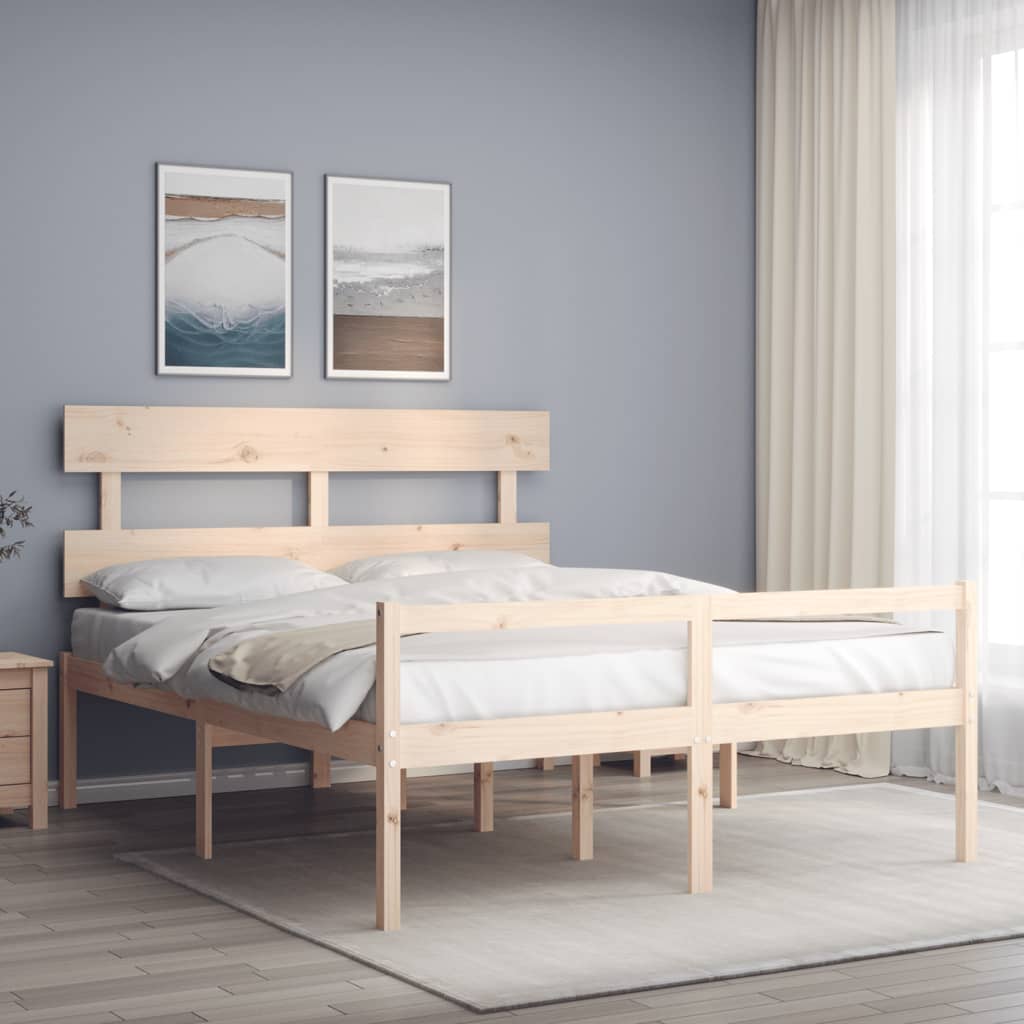 vidaXL Cama para idosos com cabeceira 160x200 cm madeira maciça