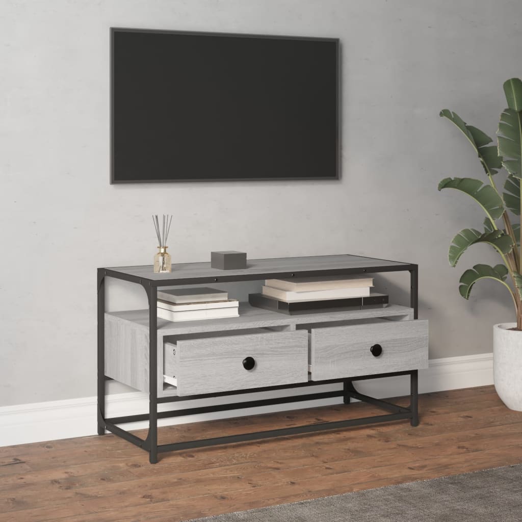 vidaXL Móvel de TV 80x35x45 cm derivados de madeira cinzento sonoma