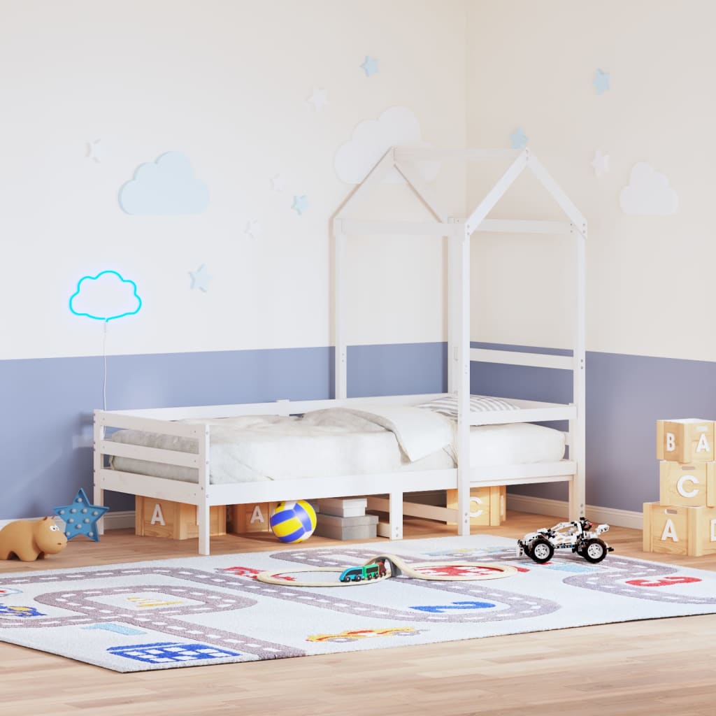 vidaXL Telhado de cama infantil 98x70x176,5 cm pinho maciço branco