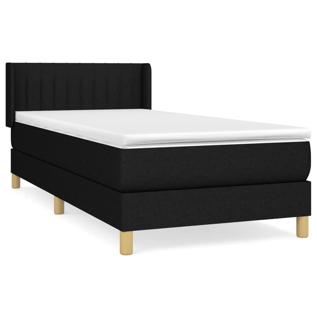 vidaXL Cama com molas/colchão 90x190 cm tecido preto