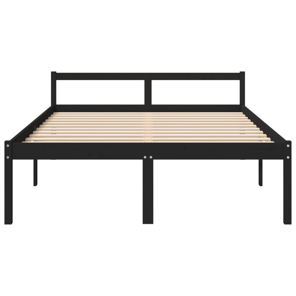 vidaXL Cama para idosos king size 150x200 cm pinho maciço preto