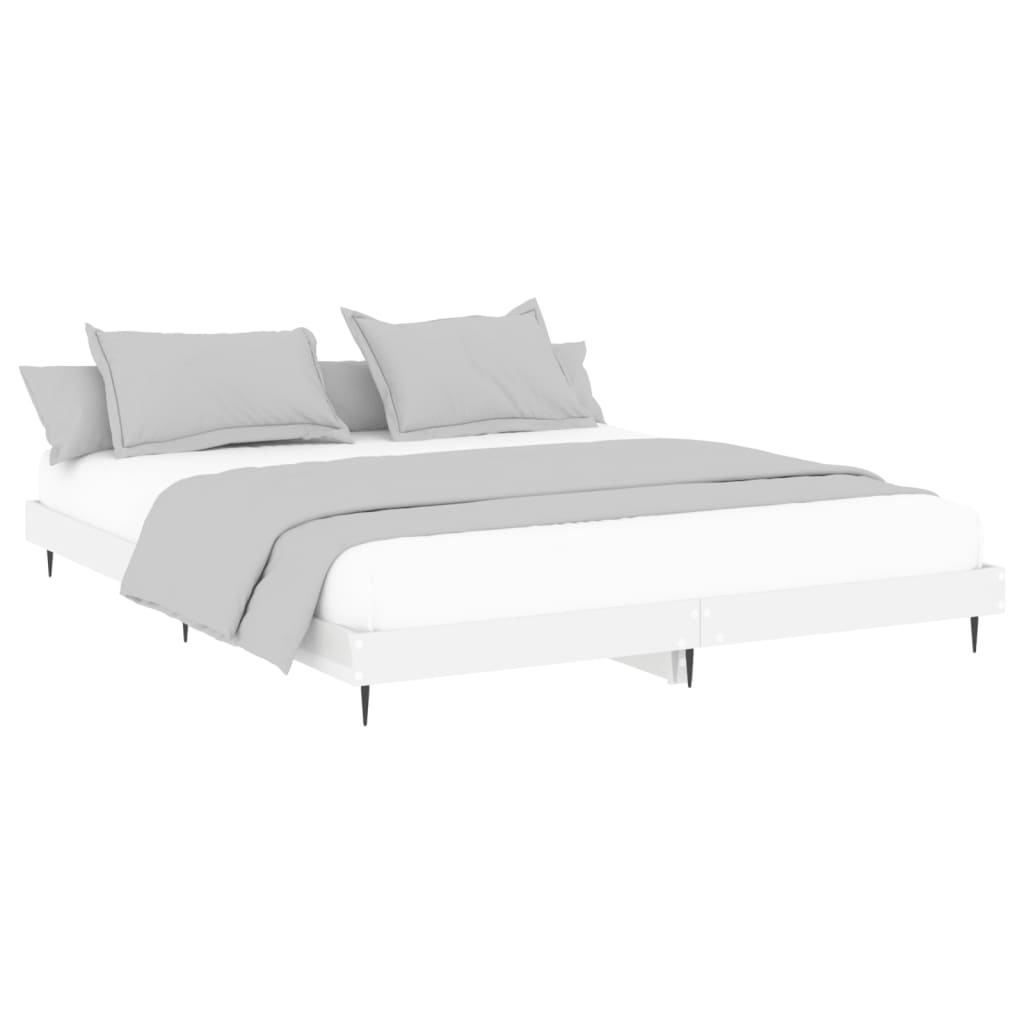 vidaXL Estrutura de cama 120x200 cm derivados madeira branco brilhante