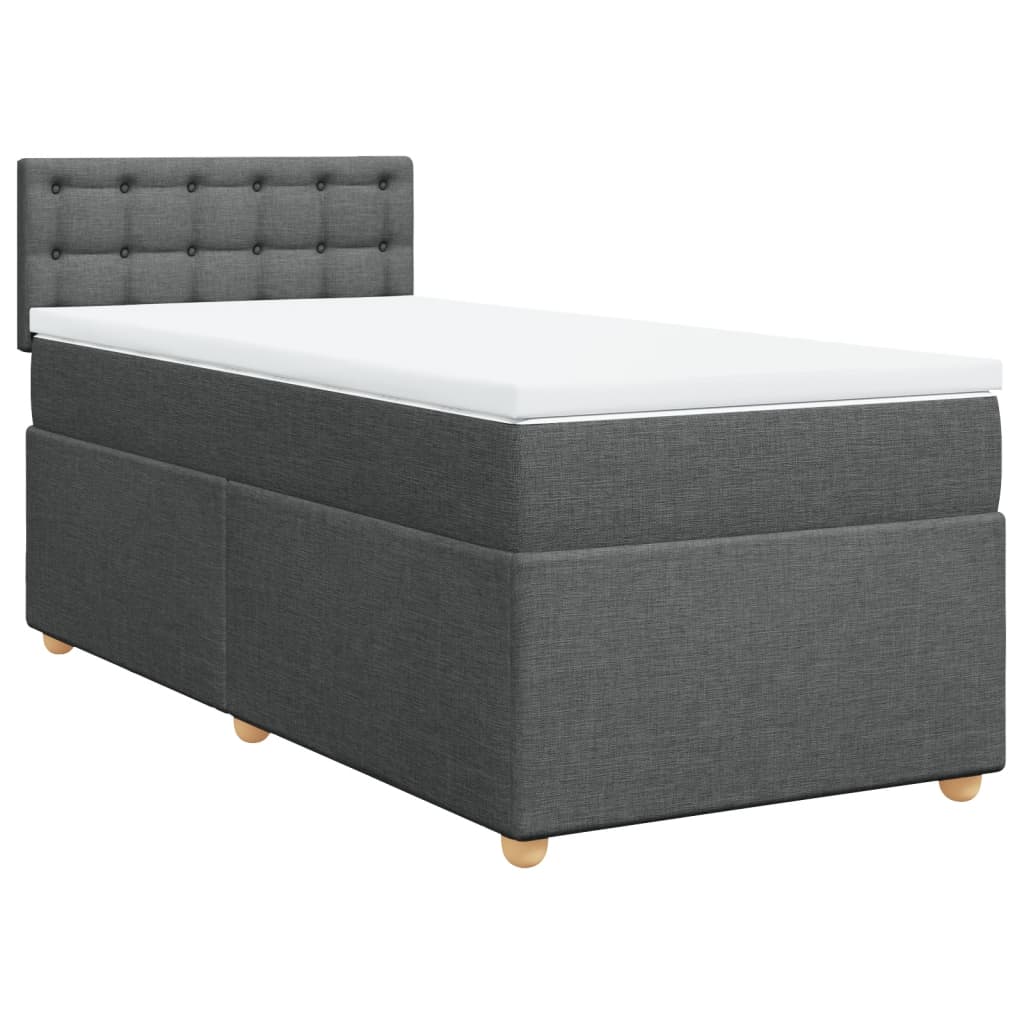 vidaXL Cama com molas/colchão 90x190 cm tecido cinza-escuro