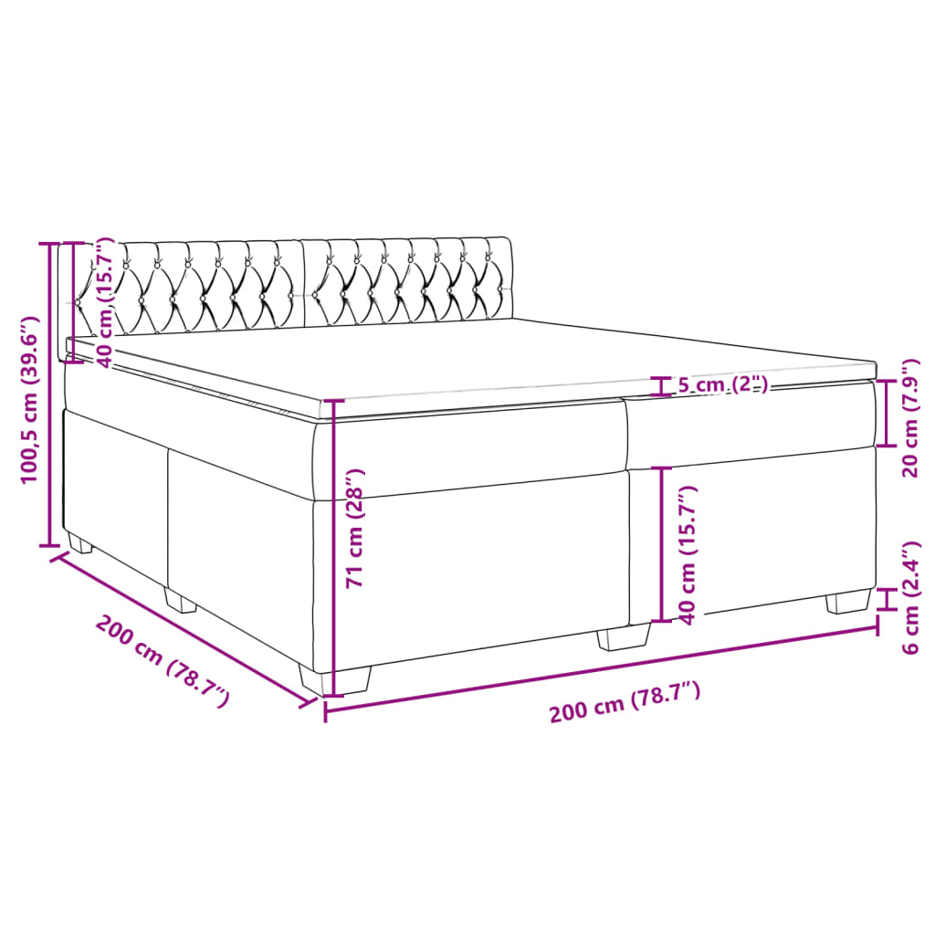 vidaXL Cama com molas/colchão 200x200 cm veludo rosa