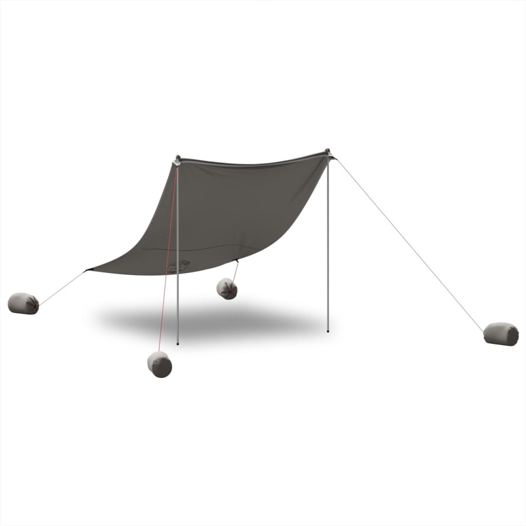 vidaXL Toldo de praia com âncoras de areia 214x236 cm cinzento