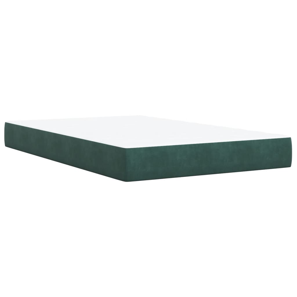 vidaXL Cama boxspring com colchão 120x200 cm veludo verde-escuro