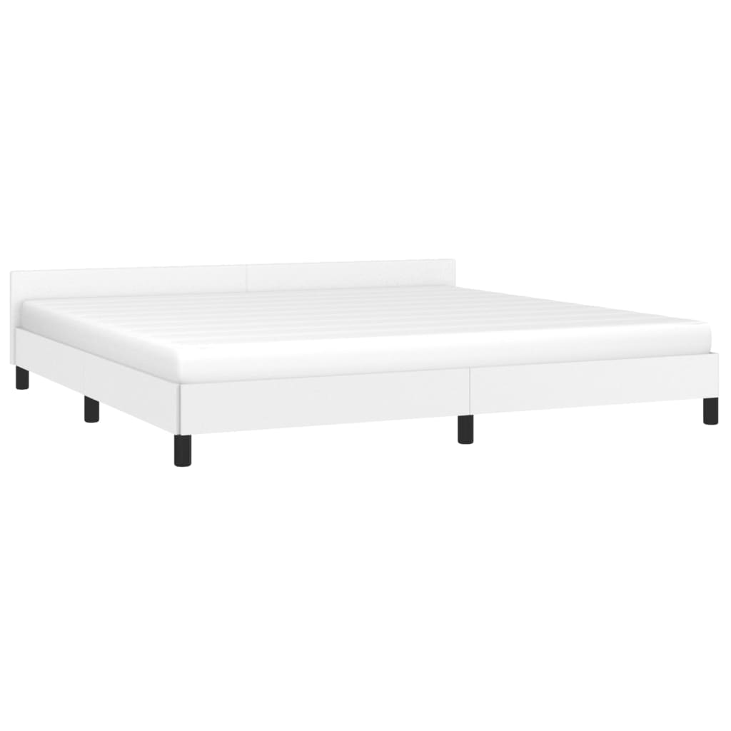 vidaXL Estrutura cama c/ cabeceira couro artificial 200x200 cm branco