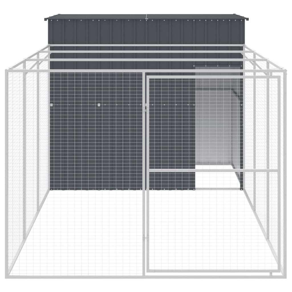 vidaXL Casota p/ cães c/ parque 214x457x181 cm aço galvaniz. antracite