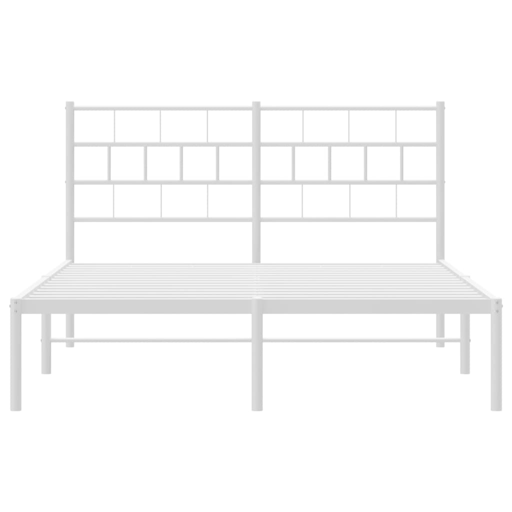 vidaXL Estrutura de cama com cabeceira 135x190 cm metal branco