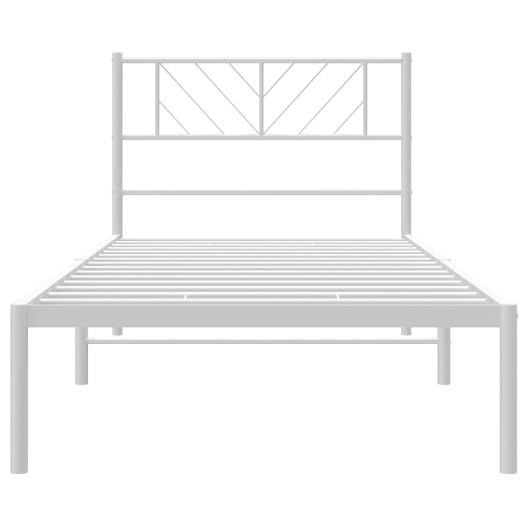 vidaXL Estrutura de cama em metal com cabeceira 107x203 cm branco