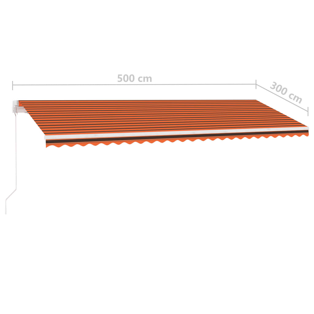 vidaXL Toldo retrátil manual independente 500x300cm laranja e castanho