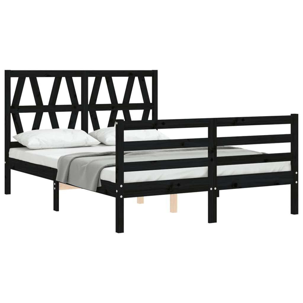 vidaXL Estrutura de cama com cabeceira 120x200cm madeira maciçao preto