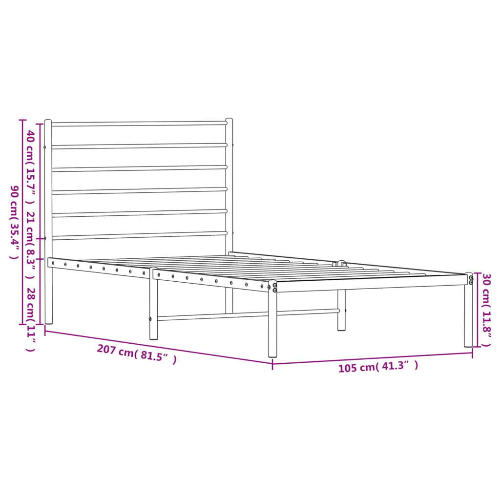 vidaXL Estrutura de cama com cabeceira 100x200 cm metal branco