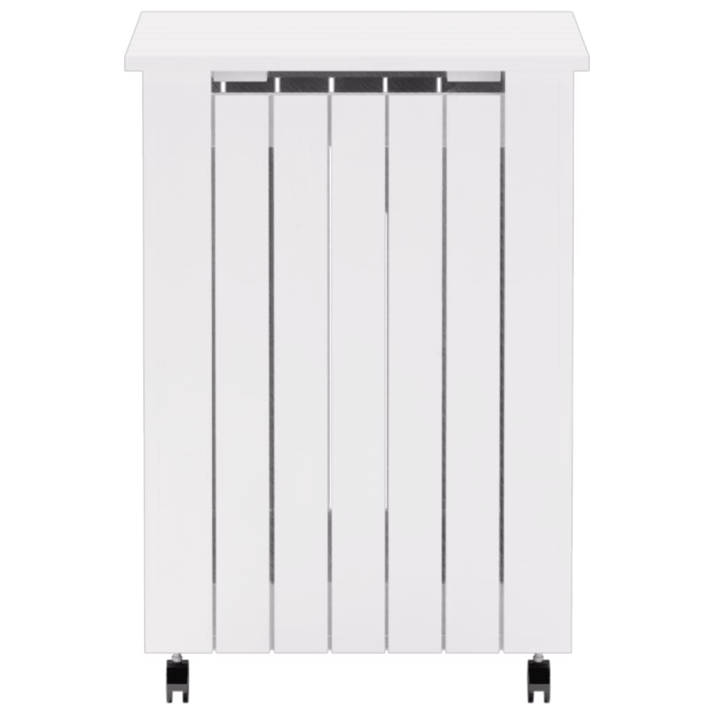 vidaXL Cesto de roupa com rodas RANA 45x45x64 cm pinho maciço branco