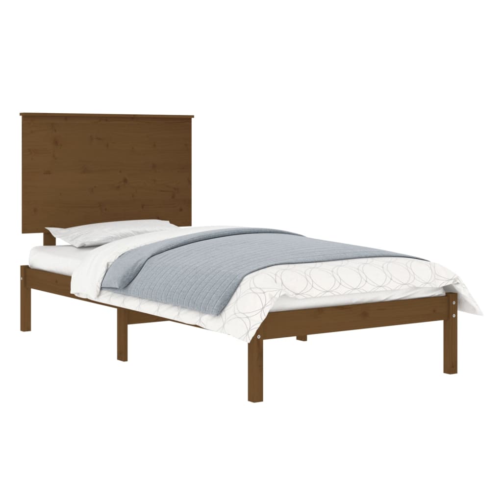 vidaXL Estrutura cama pequena solteiro 75x190 cm madeira castanho mel