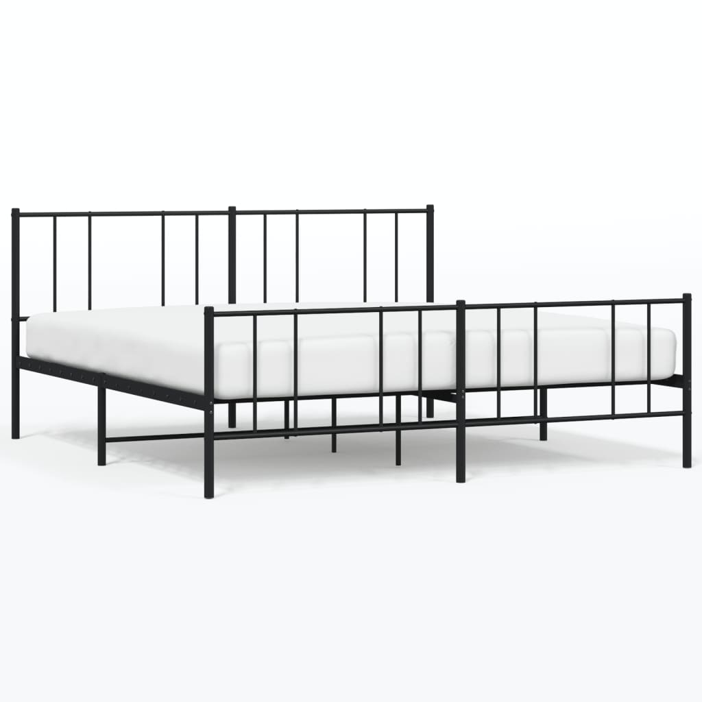 vidaXL Estrutura de cama com cabeceira e pés 200x200 cm metal preto