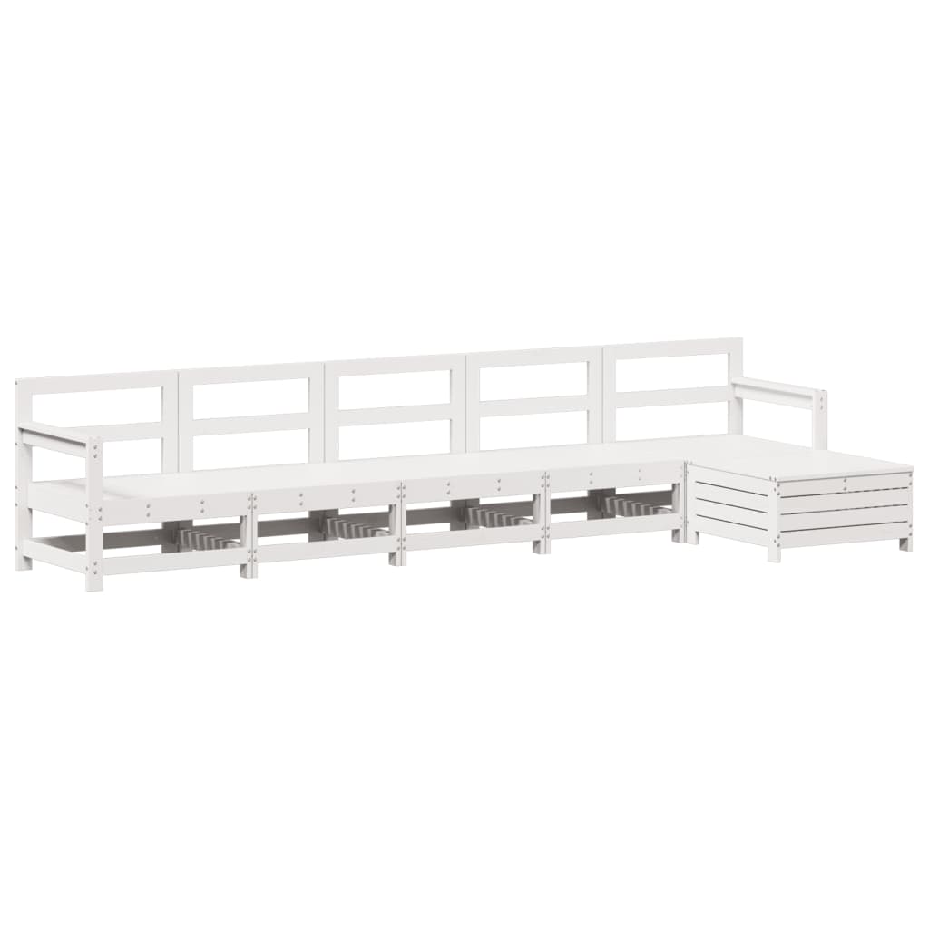 vidaXL 6 pcs conjunto sofás de jardim madeira de pinho maciça branco