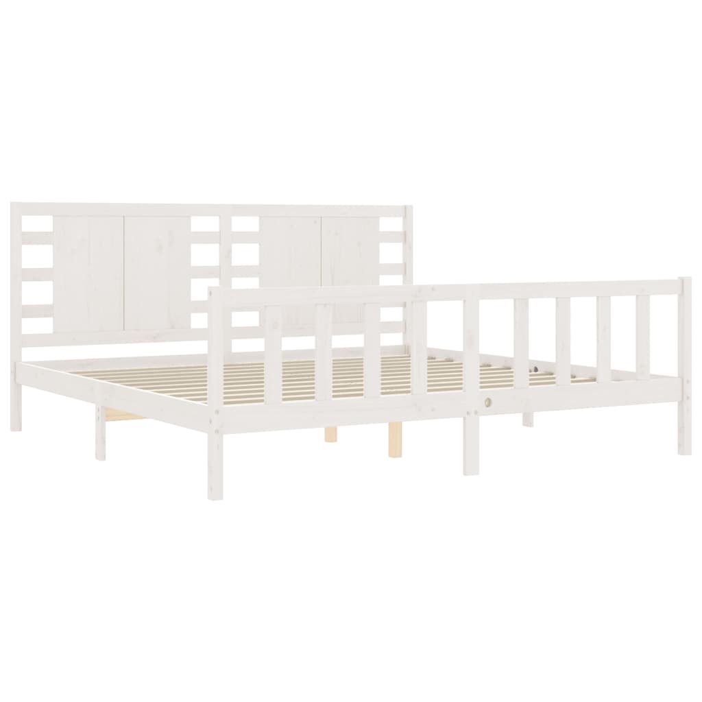 vidaXL Estrutura de cama com cabeceira 200x200cm madeira maciça branco