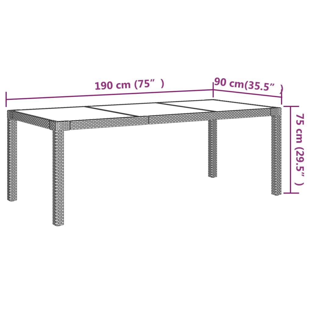 vidaXL 9 pcs conjunto jantar exterior com almofadões vime PE preto