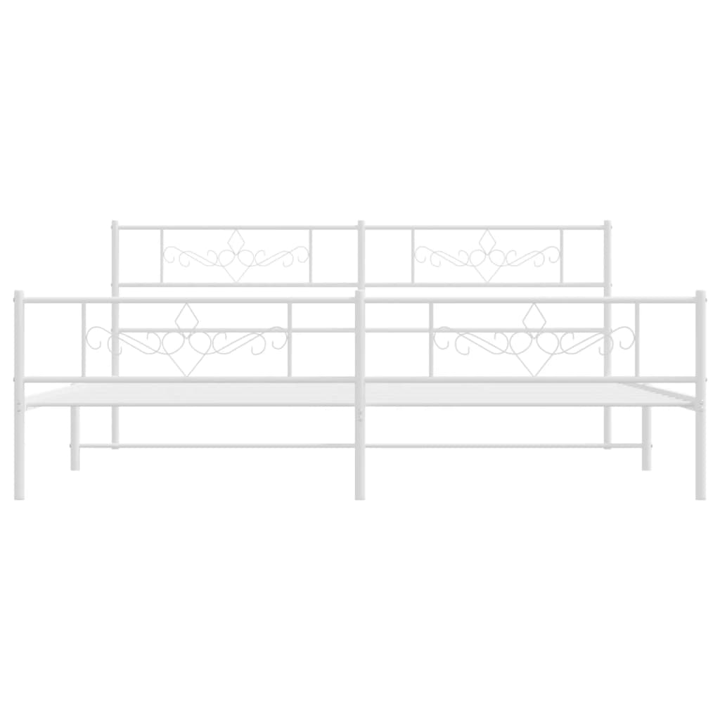 vidaXL Estrutura de cama com cabeceira e pés 180x200 cm metal branco