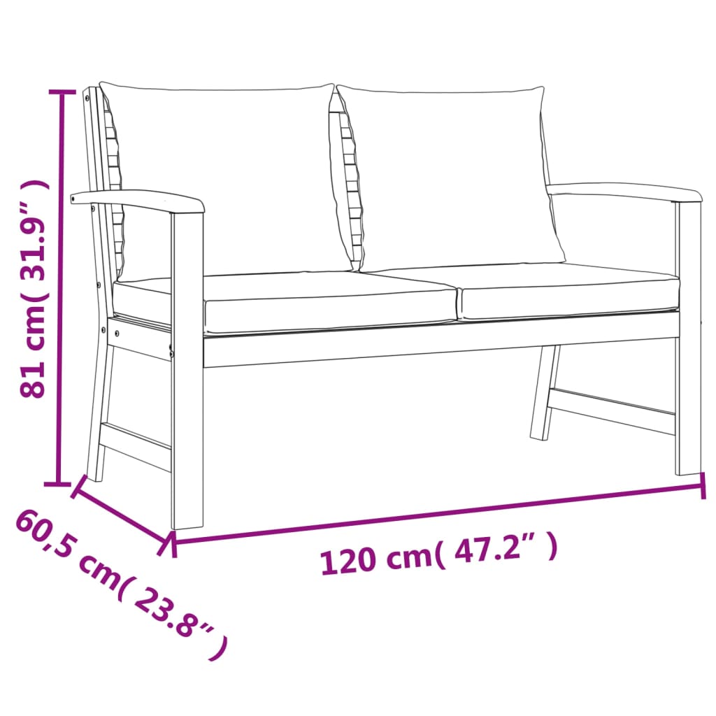 vidaXL 9 pcs conjunto de jantar p/ jardim c/ almofadões acácia maciça