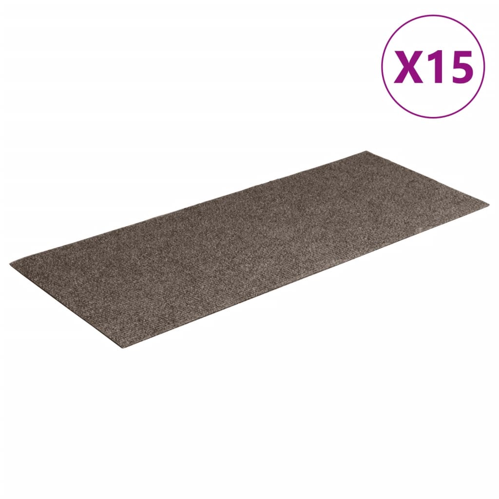 vidaXL Tapetes escada adesivos retangulares 15 pcs 60x25 cm cor creme