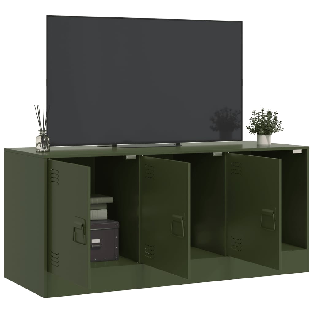 vidaXL Móvel de TV 99x39x44 aço verde azeitona