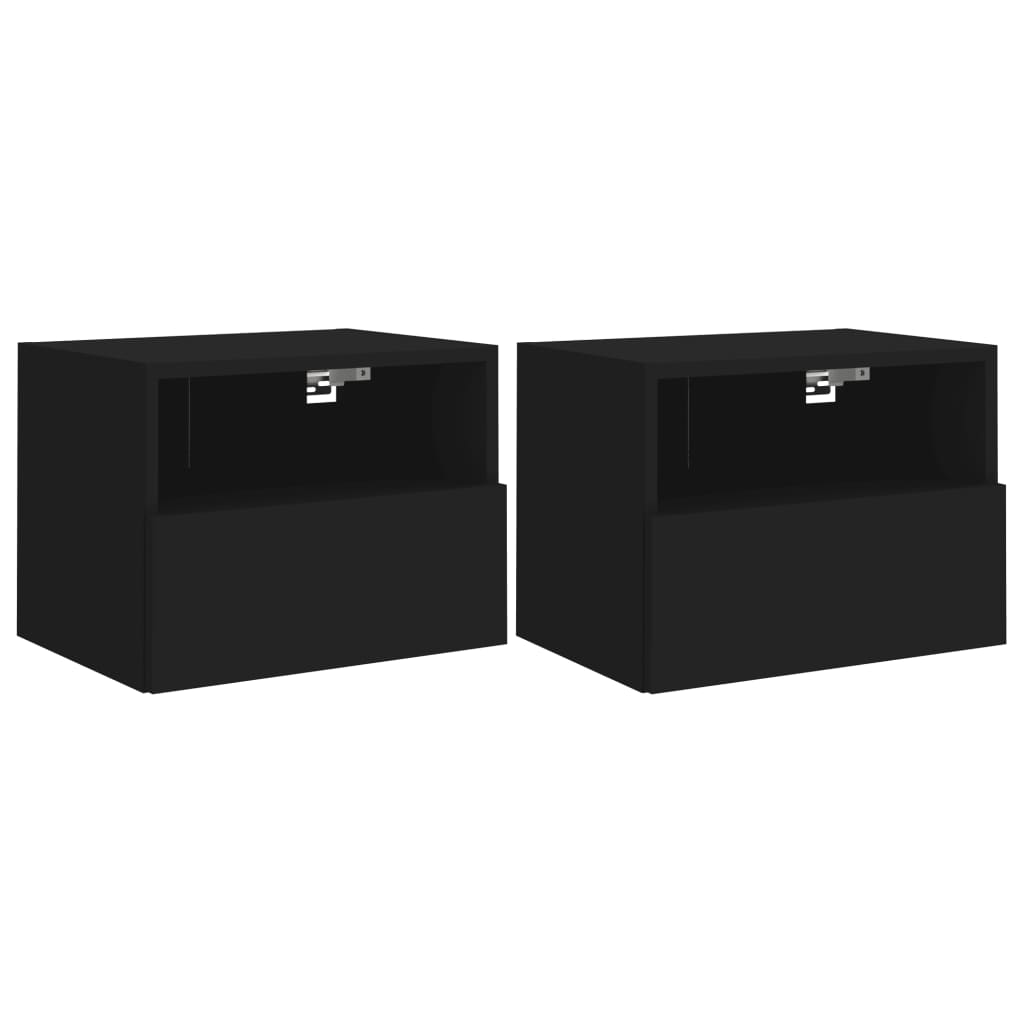 vidaXL Móveis de parede p/ TV 2 pcs 40x30x30cm derivados madeira preto