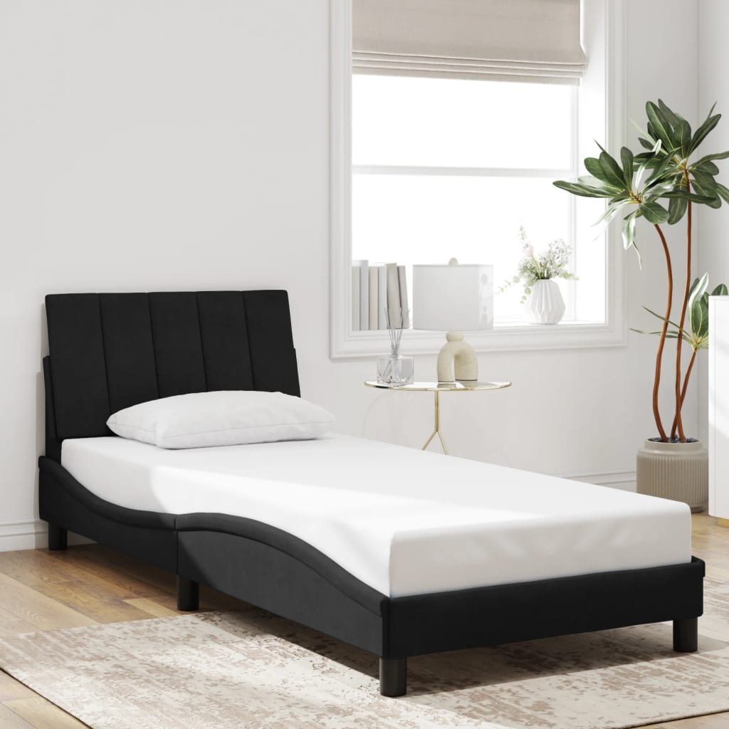 vidaXL Estrutura de cama c/ cabeceira 90x200 cm veludo preto