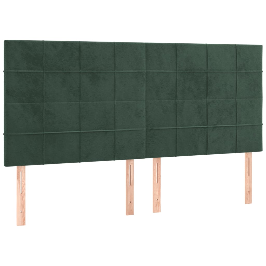 vidaXL Cabeceira de cama 4 pcs veludo 100x5x78/88 cm verde-escuro