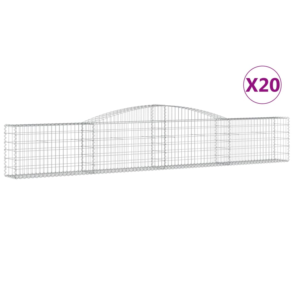 vidaXL Cestos gabião arqueados 20pcs 400x30x60/80 cm ferro galvanizado