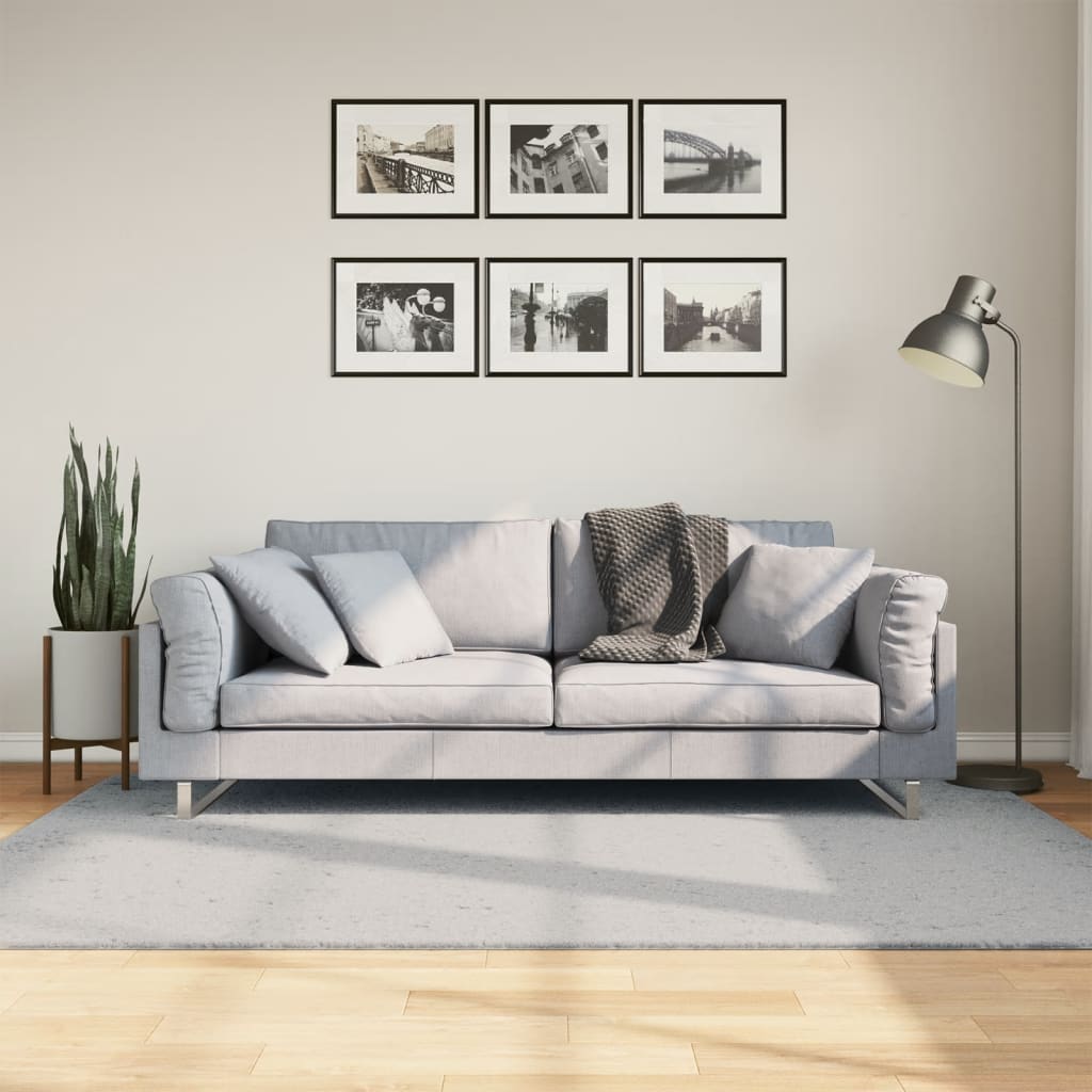 vidaXL Tapete pelo curto macio e lavável HUARTE 140x200 cm cinzento