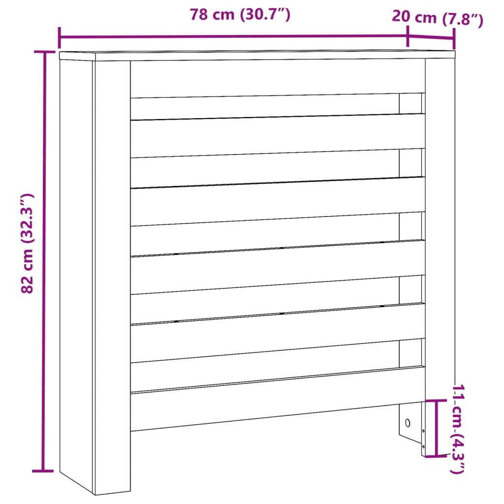 vidaXL Cobertura de radiador 78x20x82 cm derivados de madeira branco