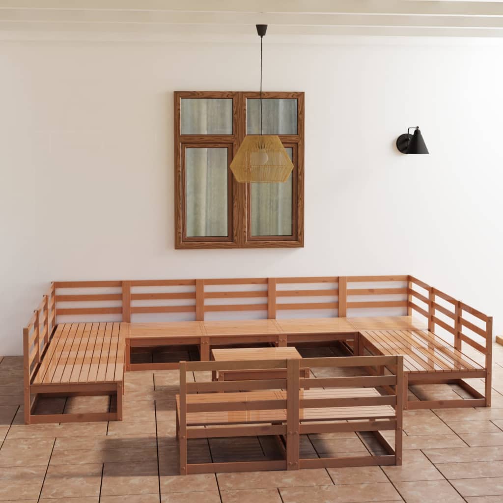 vidaXL 12 pcs conjunto lounge de jardim pinho maciço