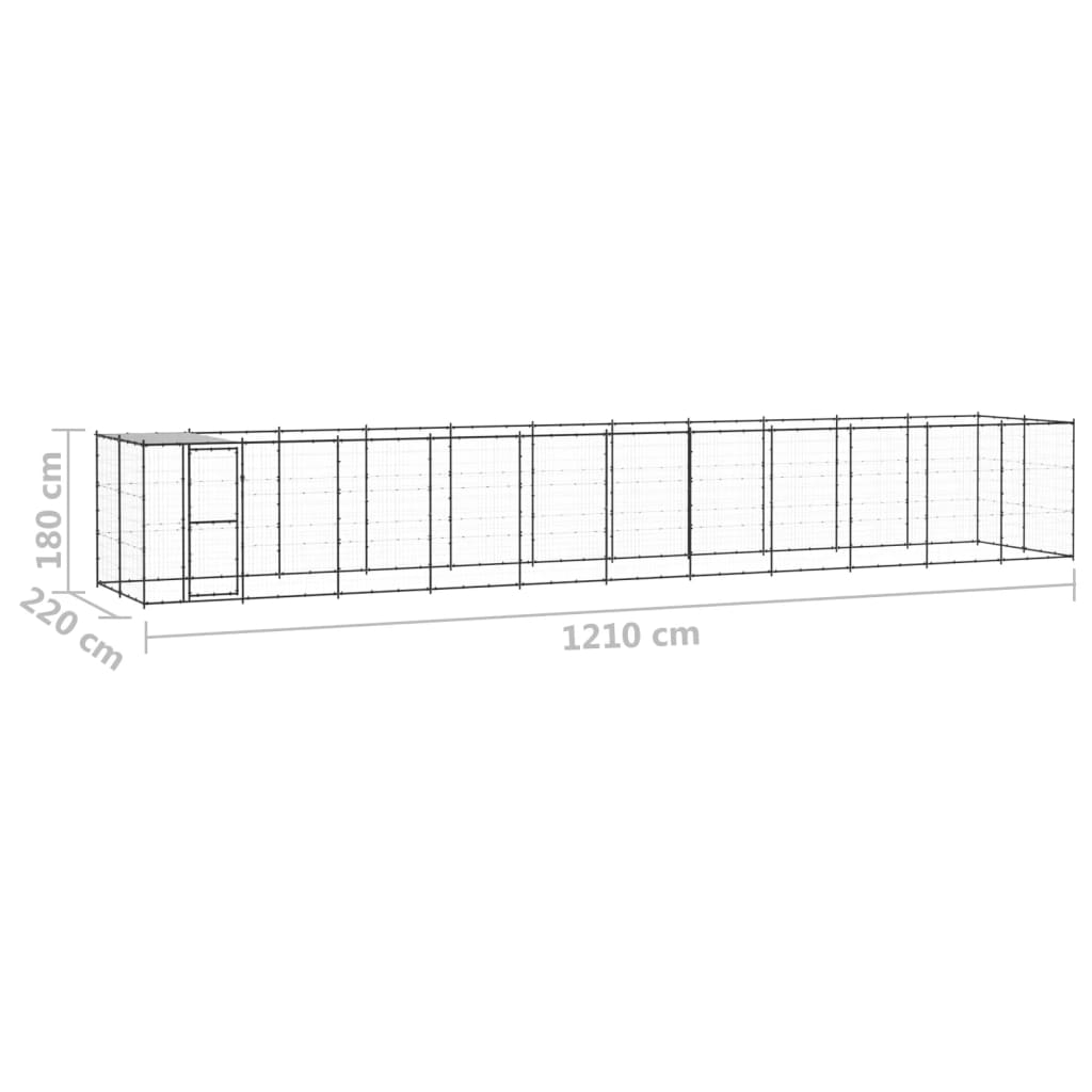 vidaXL Canil de exterior com telhado 26,62 m² aço