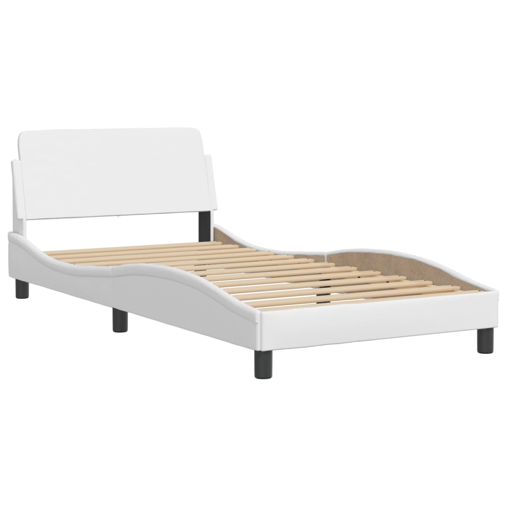 vidaXL Cama com colchão 100x200 cm couro artificial branco