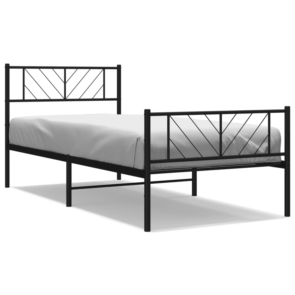 vidaXL Estrutura de cama com cabeceira e pés 100x200 cm metal preto