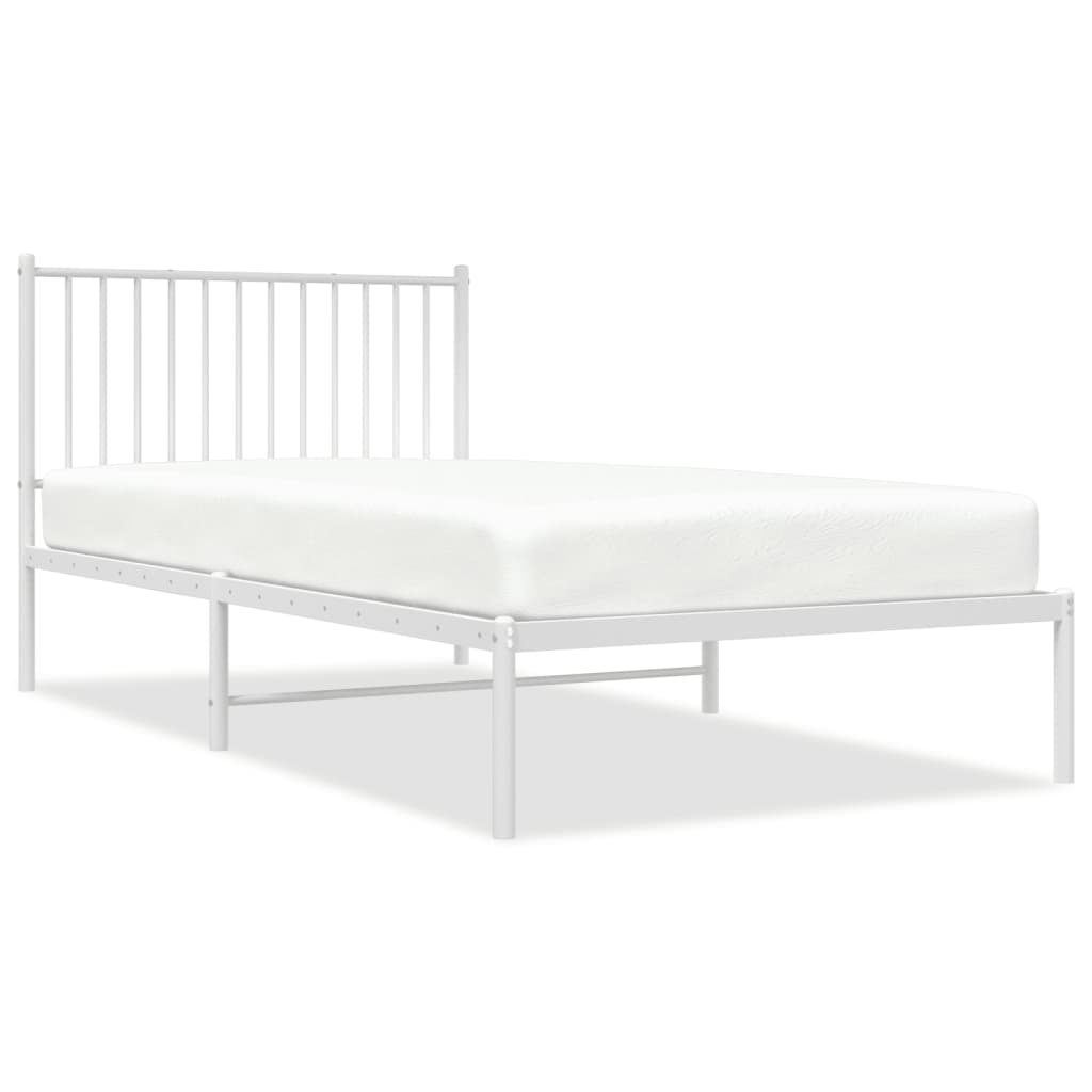 vidaXL Estrutura de cama com cabeceira 100x200 cm metal branco